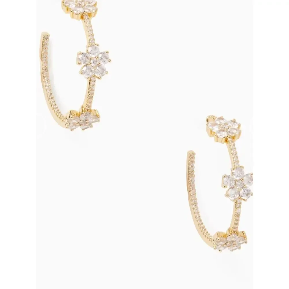 Kate Spade Gold CZ Three-Flower Earrings NWT Dust Bag Included